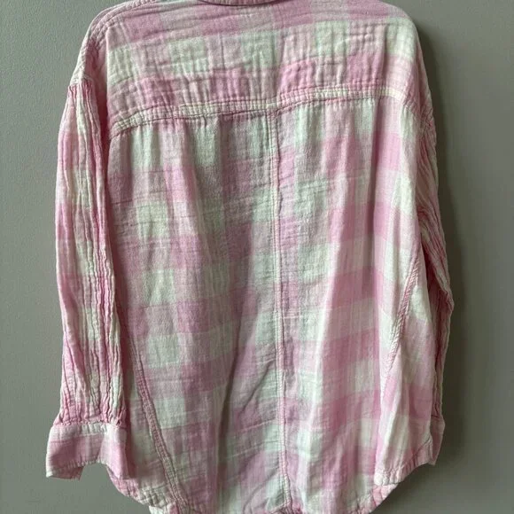 Free People like new pink/white buffalo print, Size Medium - Picture 2 of 5